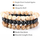 8mm 3Pcs/Set Natural Stone Bracelet Rose Quartz Opal Turquoise Amethysts Hematite Jaspers Bracelets For Women Men Jewelry