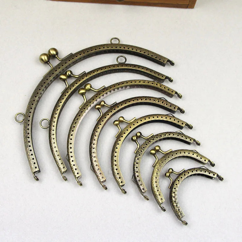 LIONSEN 6.5/7.5/8.5/10.5/12.5/15/20cm DIY Metal semicirc Frame Purse Handle Coin Bags Metal Kiss Clasp Lock Frame Accessories