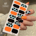 New 16 Strips Autumn Nail Stickers Full Cover Nail Patch Leopard Print 3D Nail Stickers Nail Polish Strips DIY Nail Art Making