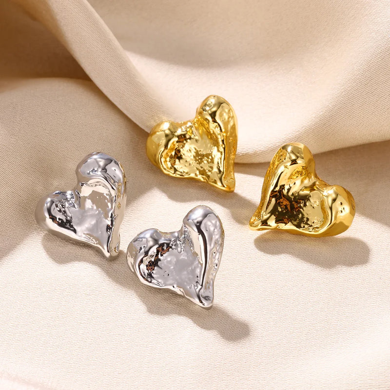 Gold Color Love Heart Earrings For Women Bow Stud 2023 Trend Simple Knot Earrings Piercing Fashion Jewelry Valentine's Day Gifts