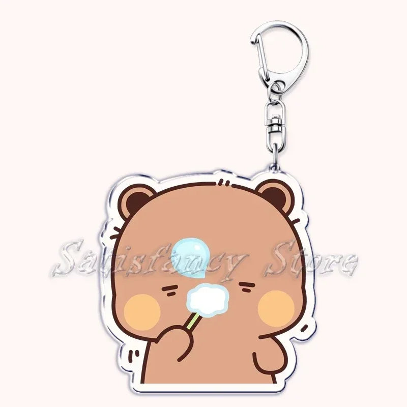 Llavero con diseño de Bubu Dudu, pareja de enamorados, oso panda, accesorios para bolso, colgante, joyería, regalos para amantes.