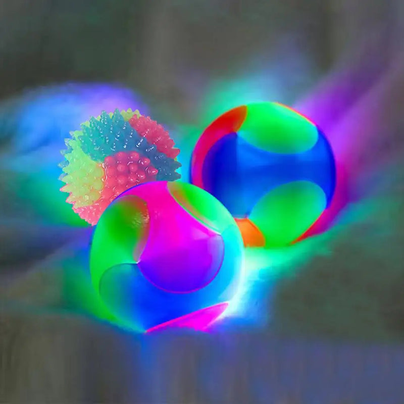 Pet Light Up Toy Ball Glowing LED Puppy Flashing Elastic Ball Toy Color Light TPR Ball Interactive Toys For Cats Small Dogs
