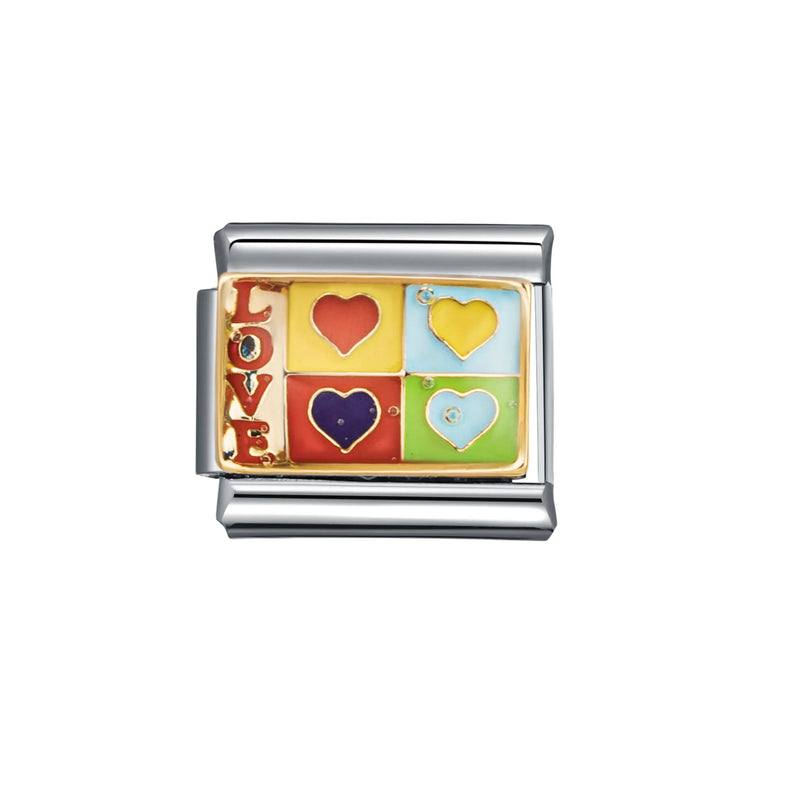 New Fashion Love Beauty Peace Girl Key Happy Forever Dad Italian Links Bracelet Stainless Steel Jewelry Diy Making