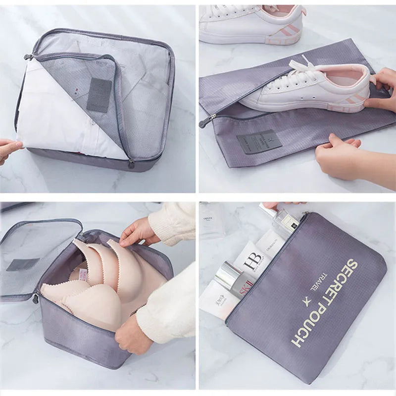 7/piece Travel Storage Bag Waterproof Organizing Clothes Travel Essentials Travelling Accesories Packing Multifunction Set Pouch