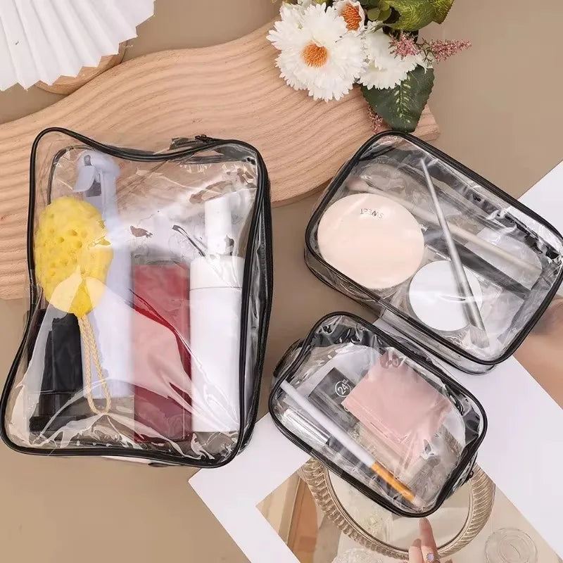 Transparent Cosmetic Bag PVC Women Zipper Clear Makeup Bags Beauty Case Travel Make Up Organizer Storage Bath Toiletry Wash Bag