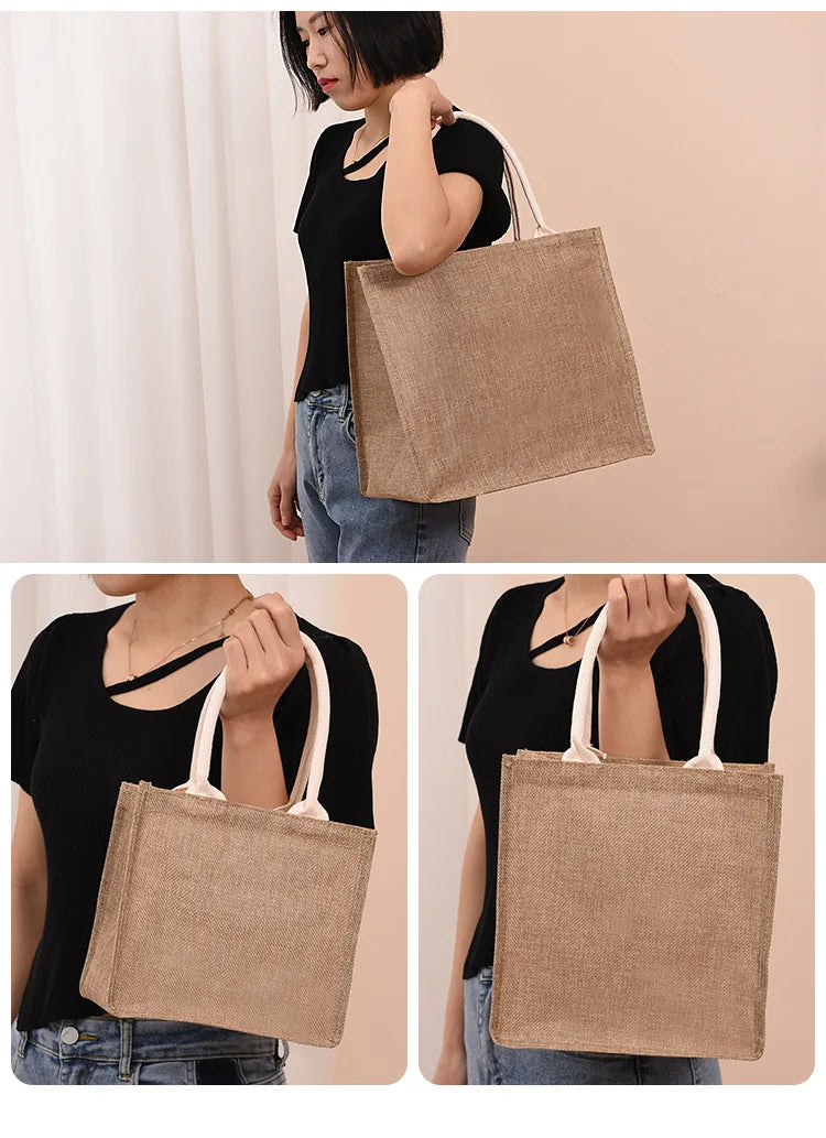 Linen bag Hand-painted cotton sacks Jute portable imitation sacks Linen bags Shopping bags Laminated bags