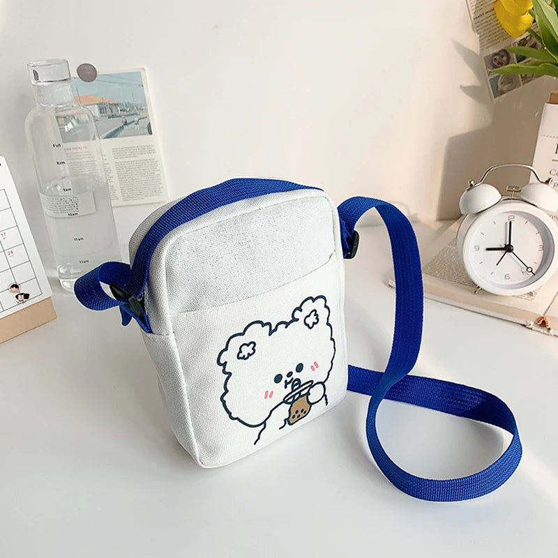 Cute Canvas Sling Bag Female Large Capacity Travel Crossbody Bag Fashion Student Shoulder Bags Messenger Bags