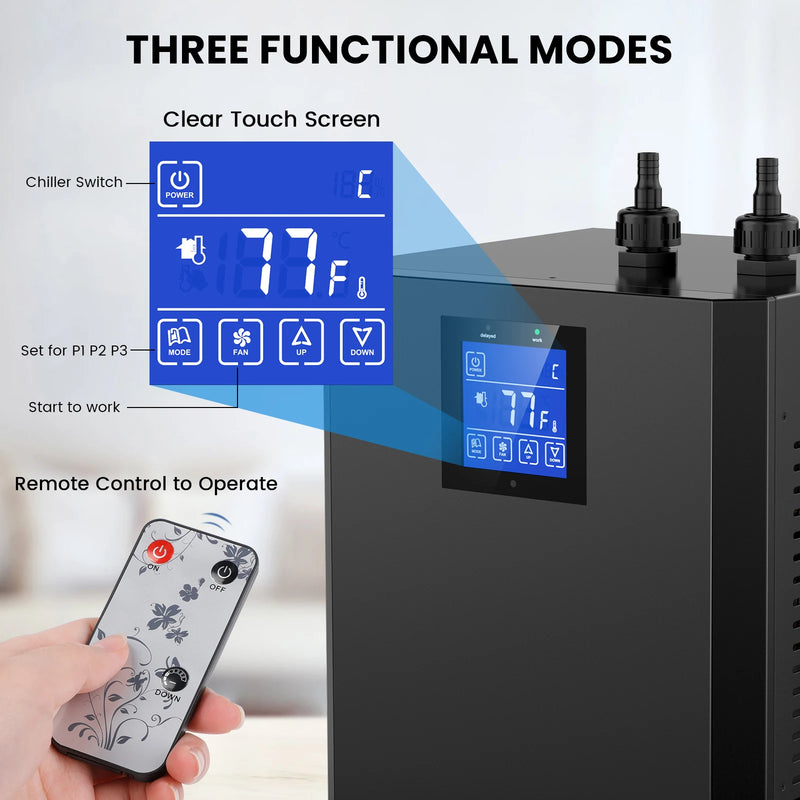 Aquarium Chiller 79Gal 1/3 HP Water Chiller for Hydroponics System Home Use Axolotl Fish Coral Shrimp 110V with Pump and Pipe
