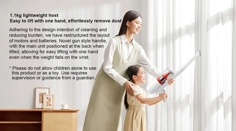 Xiaomi Mijia Wireless Vacuum Cleaner 2 Lite, 5-fold High Efficiency Filtration,16kPa Cyclone Suction,Handheld Vacuum Lightweight