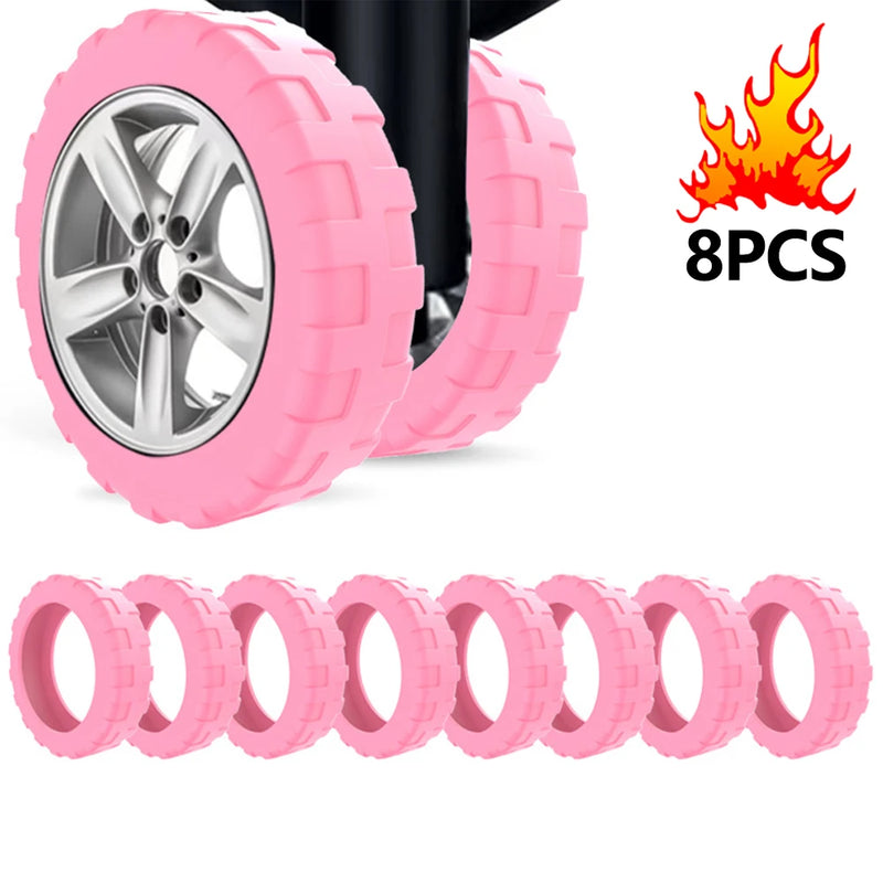 8PCS/Set Suitcase Parts Axles Travel Luggage Caster Shoes Silicone with Silent Sound Luggage Wheels Protector Reduce Noise.-zmt