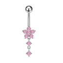 14G Stainless Steel Heart Dangled Belly Button Rings Belly Piercing Nombril for Women Girls Pink Zircon Crystal Sexy Navel Ring