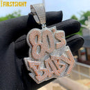 New Iced Out Bling CZ Letter Cross Pendant Necklace Various Design 5A Zircon Two Tone Color Badge Charm Men's Hip Hop Jewelry