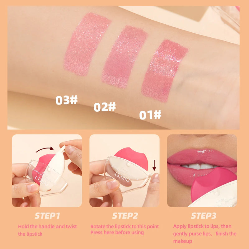 QIBEST Lip-Shaped Lipstick Moisturizing Long Lasting Color Changing Lipstick Makeup Peach Lazy Lipstick Lip Stain Tint Cosmetics