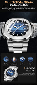 Classic Retro Brand Men Watch Business Steel Belt Calendar Luminous Waterproof Square Male Clock Fashion Quartz Watches gift