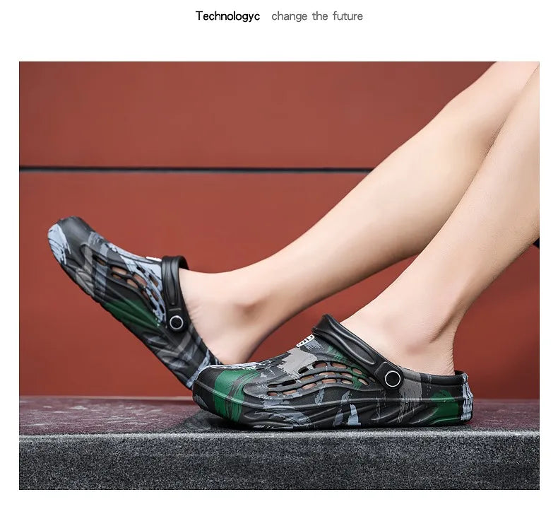 Summer Men Sandals Light EVA Men's Casual Shoes Hole Shoes Clogs Lovers Home Garden Outdoor Male Beach Flat Slippers Big Size 49