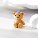 6pcs 3D Big Small Flocked Bear Resin Charms Cute Aniaml Doll Bear Pendant For Earring Keychains Diy Jewelry Make