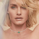 Stonefans Fashion Green Crystal Pendant Necklace Chain for women Simple Jewelry Statment Rhinestone Choker Colllar Chain Gfts