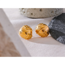 Yhpup Fashion Stainless Steel Half Round Hollow Stud Earrings Waterproof 18K PVD Plated Personalized Vintage Jewelry Bijoux Gift