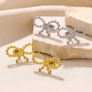 Gold Color Love Heart Earrings For Women Bow Stud 2023 Trend Simple Knot Earrings Piercing Fashion Jewelry Valentine's Day Gifts