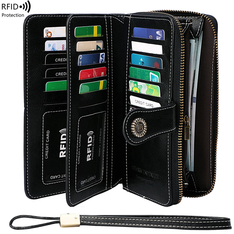 High Quality Women Wallet RFID Anti-theft Leather Wallets For Woman Long Zipper Large Ladies Clutch Bag Female Purse Card Holder