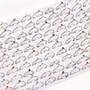 10Pcs/Lot Fashion Classic Rhinestone Stainless Steel Rings For Women Simple Shiny Colorful Finger Jewelry Wedding Party Gifts