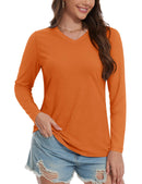 TACVASEN Cotton UPF50+ Sun Protection T-Shirts Womens Fashion V-Neck Long Sleeve Casual Tops Breathable Soft Outdoor Tee Shirts