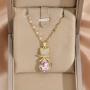 Fashionable and Cute Cat Water Drop Pendant Necklace Gives A Feminine Look, Light Luxury and Niche Design