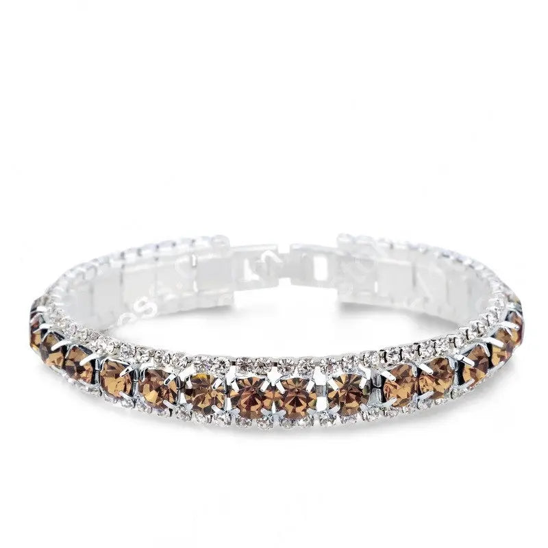Luxury Bling Crystal Rhinestone Bracelets for Women Silver Color Elegant Bridal Wedding Jewelry