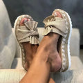 Heel Women's Slippers with Wedges Shoes for Women Bow-knot Slippers Woman Open Toe Braided Straps Sandals Shoes Pantuflas Mujer