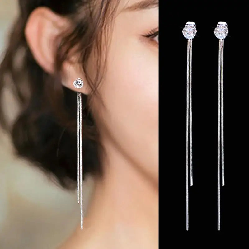 2023 Luxury Women's Earrings Rhinestone Fringe Hanging Zircon Earrings New Shiny Wedding Statement Party Jewelry Gifts