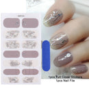 Gel Nail Stickers Lacquer Strips Full Cover Adhesive Slider Wraps With Line Foil Design Sanding File Nail Art Accessories LAJX22