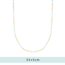 Light Blue Glass Handmade Bead Chain Necklace Women Stainless Steel Plated 18k Gold Creative Charm European Party Jewelry