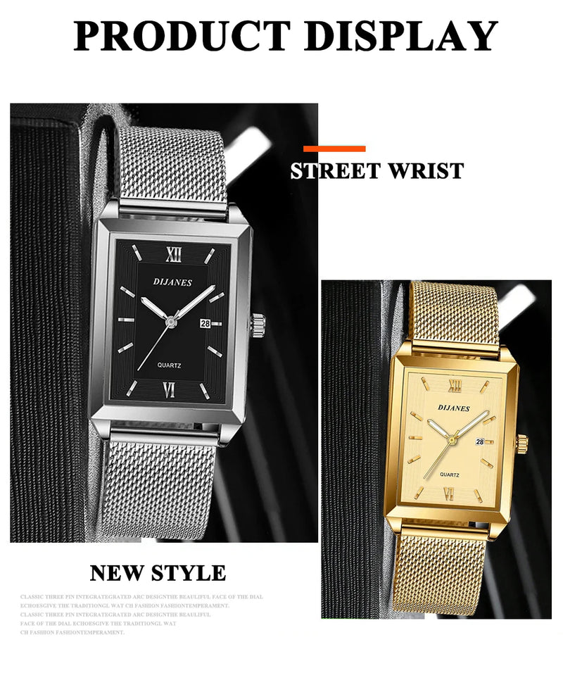 Mens Fashion Sports Watches Simple Men Luxury Gold Business Ultra Thin Stainless Steel Mesh Belt Quartz Watch
