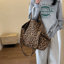 Leopard Canvas Commuter Women's Bag Fashion One Shoulder Canvas Bag 2024 New Women's Canvas Multi Functional Bag