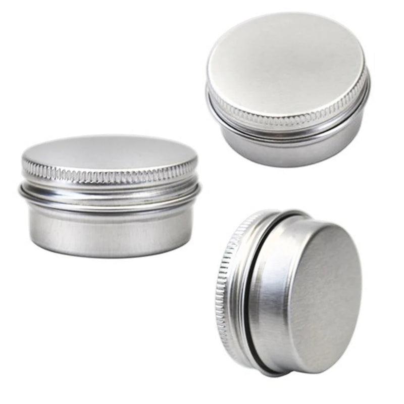 10pcs Aluminum Tin Metal Container 5g 10g 15g 20g 30g 50g 60g 100g Cosmetic Face Eye Cream Packing Empty Can Lip Balm Candle Jar