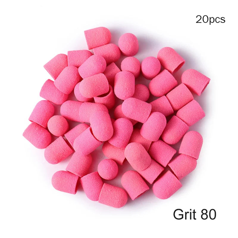 5/10/20pcs 13*19mm Nail Sanding Caps Nail Drill Bit Sanding Bands for Gel Remover Pedicure Caps Nail Polishing Manicure Tools