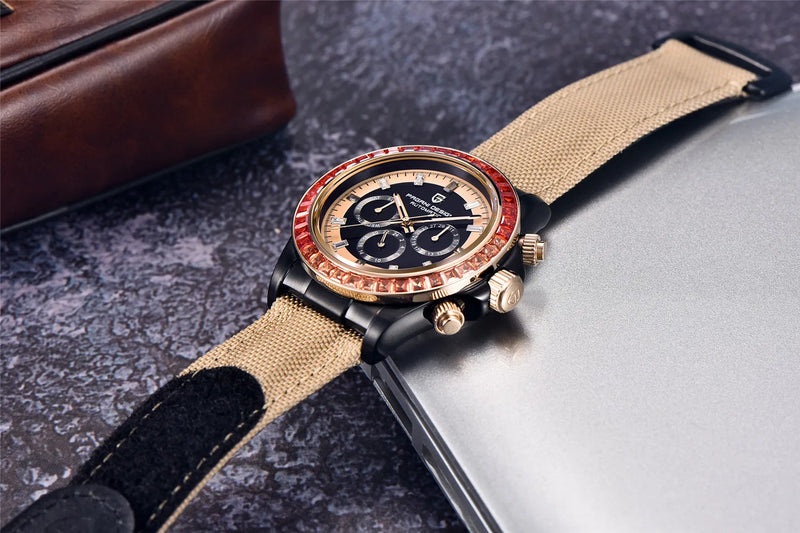 PAGANI DESIGN 40MM Rainbow Bezel Chronograph Sapphire Luxury Automatic Mechanical Watches Men's Stainless Steel Waterproof Clock