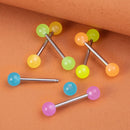 6Pcs Glow in Dark Tongue Rings Barbell Stud Sexy Acrylic Luminous Tongue Piercings Jewelry for Women Men 14G Stainless Steel Bar