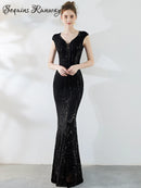 Sexy black maxi summer sequin dress women elegant luxury birthday prom wedding party dress ladies long evening dresses vestidos