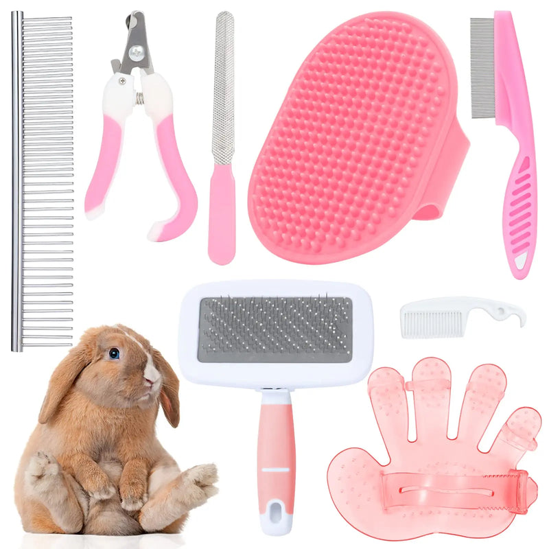 8-piece rabbit beauty set_ Rabbit brush_ Small Animal Pet Beauty Set_ Including pet beauty peeling nail rake brush