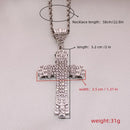 1 Simple Style MEN'S Rhinestone Christian Cross Rhinestone Pendant Necklace Personality Fashion Street Domineering Chain Jewelry
