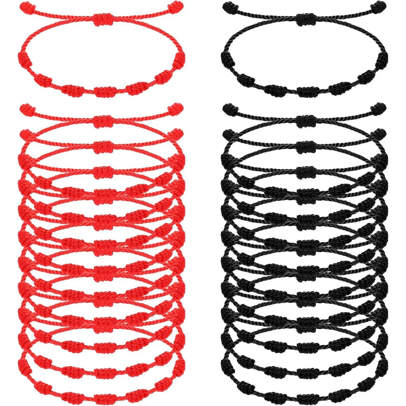 Handmade 7 Knots Red String Bracelet For Couple Protection Good Luck Amulet for Success Rope Braided Bracelet Jewelry Gifts