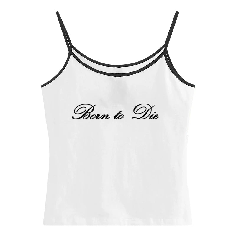 EMO Lace Y2k Tank Top Harajuku Letter Print Rock Goth Retro Crop top Streetwear Punk Sleeveless T-shirt Hiphop Spice Girls Sling