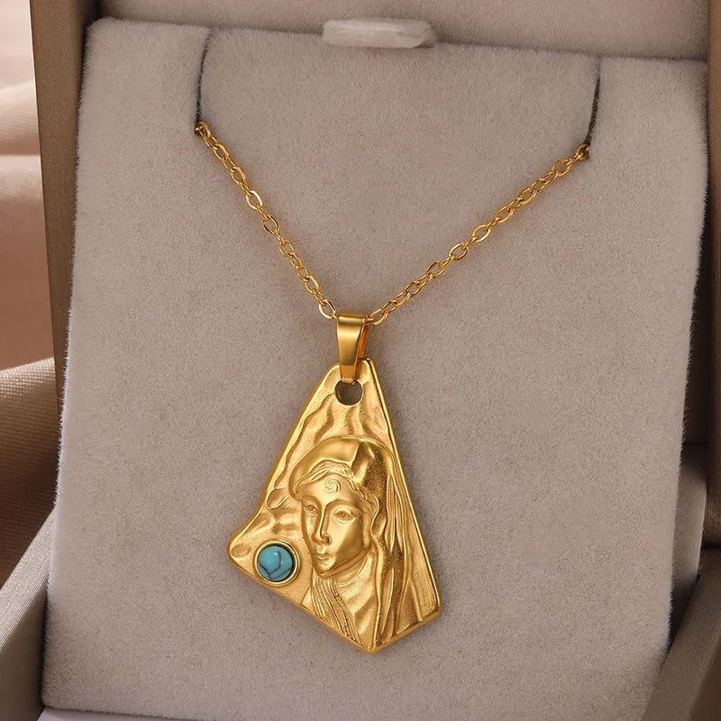 Love Heart Stainless Steel Necklace for Woman Gold Color Zircon Fashion Pendant Chain Jewelry collares para mujer