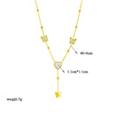 DIEYURO 316L Stainless Steel Heart Butterfly Long Pendant Necklace For Women New Trend Girls Clavicle Chain Party Jewelry Gifts