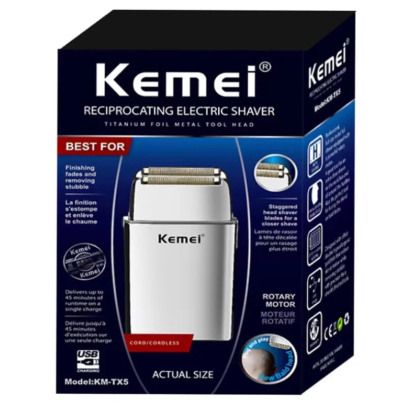 Cuchilla de repuesto original y cabezal de corte compatibles con la afeitadora eléctrica Kemei KM-TX5. Accesorios para afeitadora.