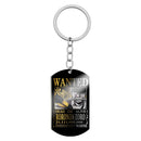 Stainless Steel Anime Keychain One Piece Luffy Ace Blackbeard Wanted Metal Key Holder Pendants Key Chains Souvenir Trinket Gift