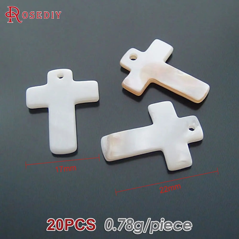 20PCS 22x17MM White Natural Freshwater Shell Cross Charms Pendants Diy Jewelry Making Supplies Necklace Earrings Accessories