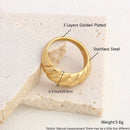 New Irregular Stainless Steel Chunky Dome Ring for Women Men Statement Croissant Ring Wide Double Layer Rings Party Jewelry Gift