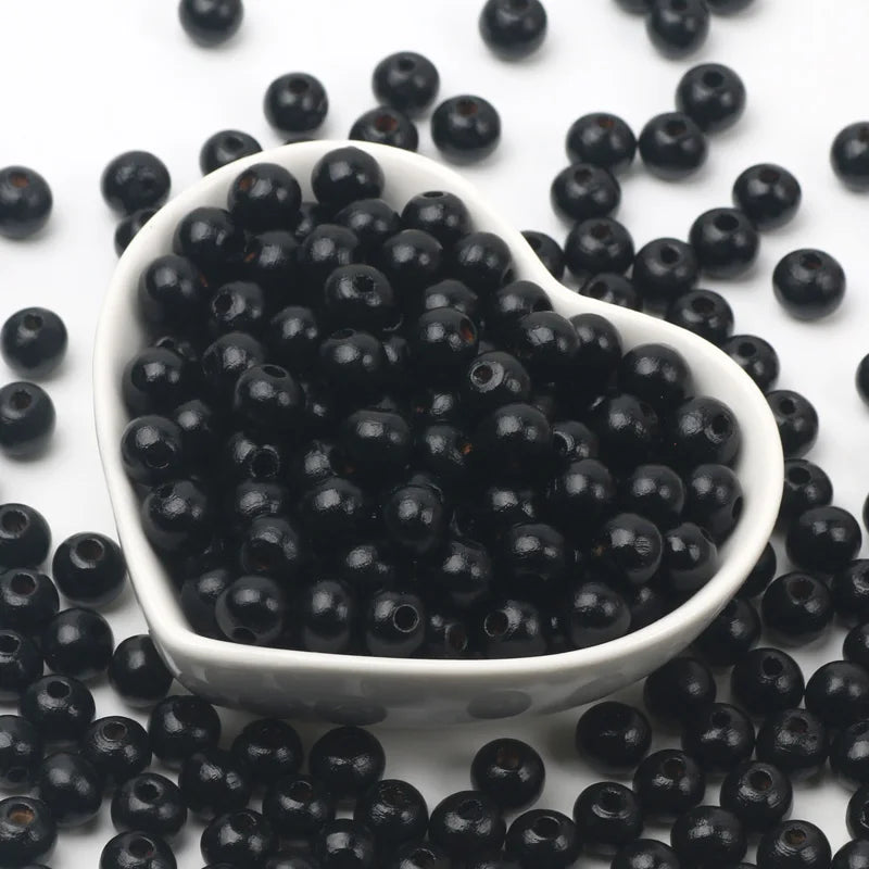 Wooden Beads 6/8/10mm Black Round Balls Loose Spacer Beads For Jewelry Making DIY Jewelry Necklace Bracelet Earrings Accessories